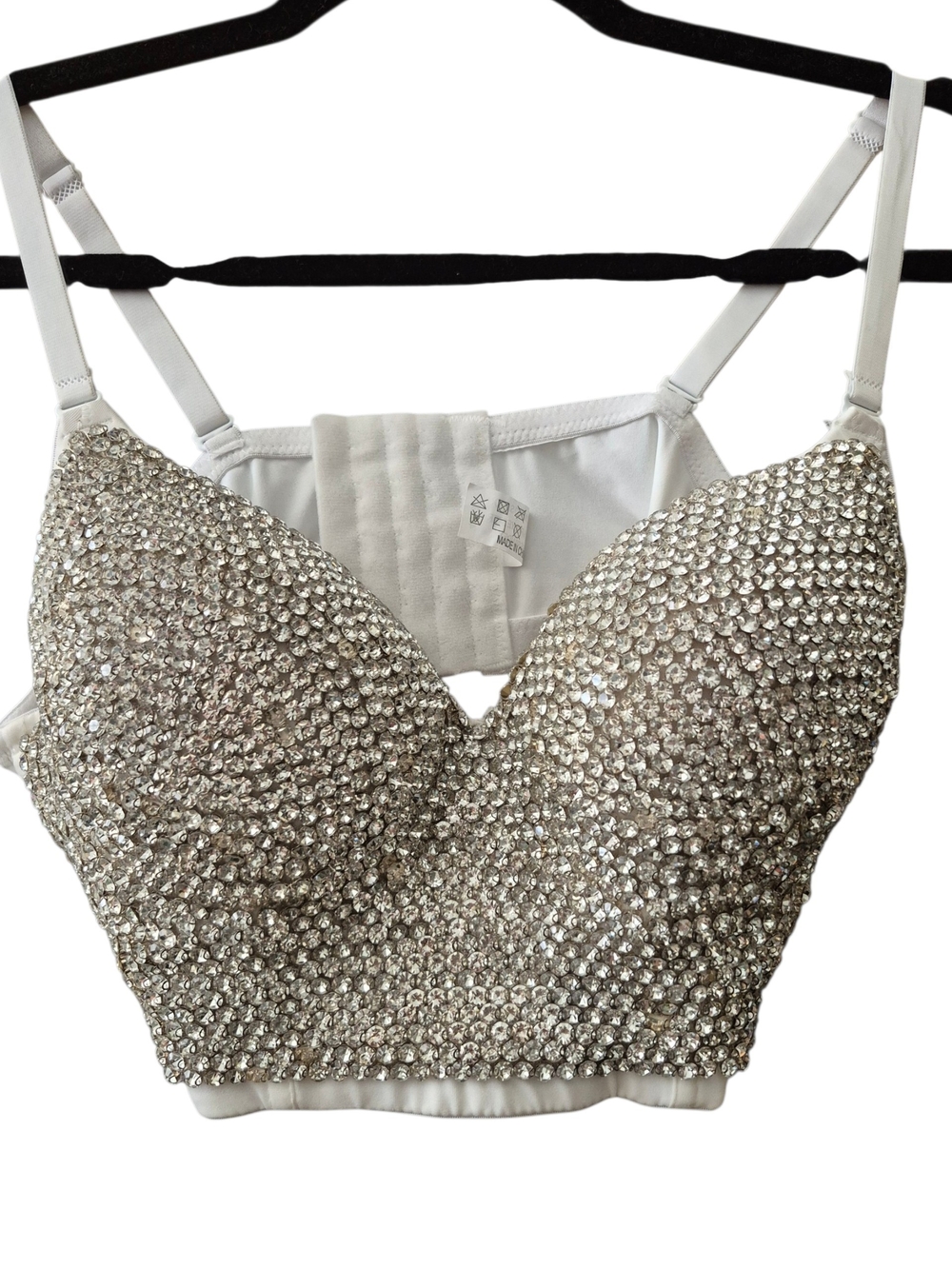 💕Rhinestone Bustier Crop Top in Silver Size Medium💕